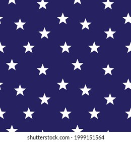 white star shape pattern seamless on blue background for fabric or paper and wallpaper decorative graphic design. vector illustration 