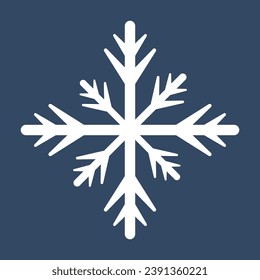 Ein weißer Sternschneeflocken für Springen und Winterkonzept.  Schneeflocke einzeln auf dunkelblauem Hintergrund