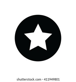 White star vector symbol illustration. Black circle. Black button
