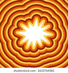 Estrela branca com padrão de onda concêntrica laranja. Ilustração vetorial.