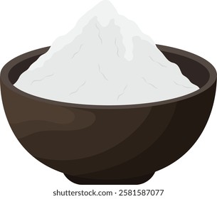 White Starch Powder in Bowl Illustration Isolated on White Background