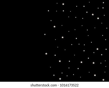 White starry holiday background. Tiny stars. Confetti celebration, Falling golden abstract decoration for party, birthday celebrate, anniversary or event, festive. Festival decor. Vector illustration.