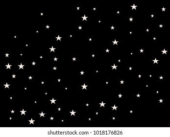 White starry holiday background. Tiny stars. Confetti celebration, Falling golden abstract decoration for party, birthday celebrate, anniversary or event, festive. Festival decor. Vector illustration.