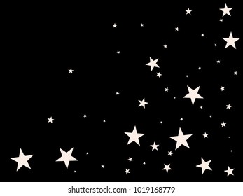White starry holiday background. Tiny stars. Confetti celebration, Falling golden abstract decoration for party, birthday celebrate, anniversary or event, festive. Festival decor. Vector illustration.