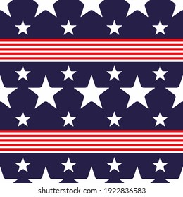 White Stars American Flag Pattern. Vector American Flag Pattern.