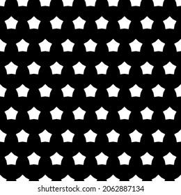 White stars and black background. Vector with the most common stars repeating in a row.