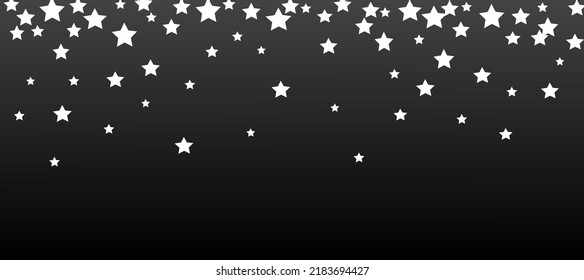 White stars black background vector illustration.