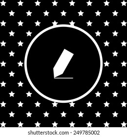 White stars and a white circle on a black background. pencil, vector, EPS 10