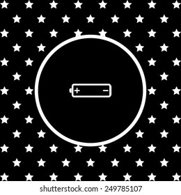 White stars and a white circle on a black background. battery, vector illustration, EPS 10