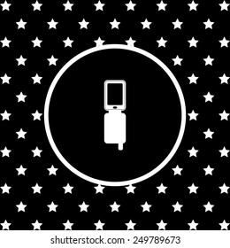 White stars and a white circle on a black background. Case for phone , vector illustration, EPS 10