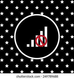 White stars and a white circle on a black background. no signal