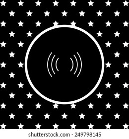 White stars and a white circle on a black background. The wireless network , vector illustration, EPS 10