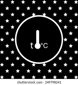 White stars and a white circle on a black background. Thermometer , vector illustration, EPS 10