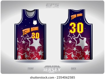white stars in the dark night pattern design, illustration, textile background for sports t-shirt, football jersey shirt mockup for football club. consistent front view