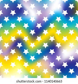 White stars geometric pattern on holographic foil cool background. Vector illustration