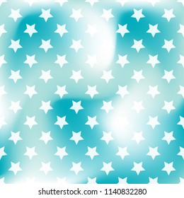 White stars geometric pattern on holographic foil background. cool vector illustration