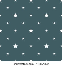 White stars geometric seamless pattern on blue background . Fashion graphic design. Modern stylish abstract texture. Template for prints, textile and decoration, wallpaper. Vector illustration.