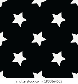 white stars on a black background. vector seamless illustration. print on print or clothes