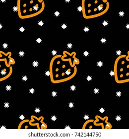 White stars on a black background. Pattern. Background texture. cakes, ice cream, coffee, croissant.