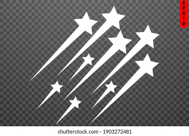 white stars on transparent background starfall