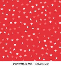 White stars seamless pattern on red fine background.