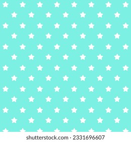 White stars seamless pattern on green background. vector hand drawn illustration.