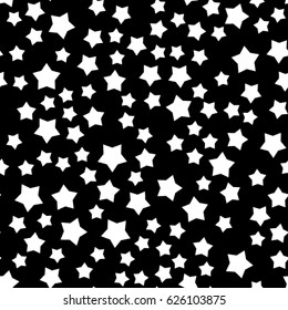 White stars seamless pattern on a black background