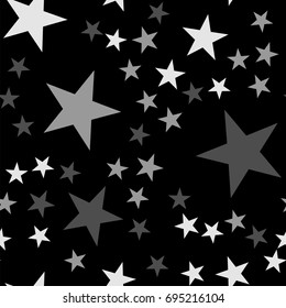 White stars seamless pattern on black beautiful background.