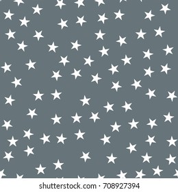 White stars seamless pattern on grey great background.