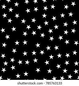 White stars seamless pattern on black exceptional background.