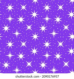 Estrellas blancas con un fondo morado.