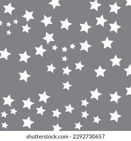 Estrellas blancas ambientadas en un vector de fondo gris 