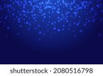 White Stars Vector Blue Background. Shiny Festive Snowfall Invitation. Xmas Snowstorm Pattern. Bokeh Snow Design.