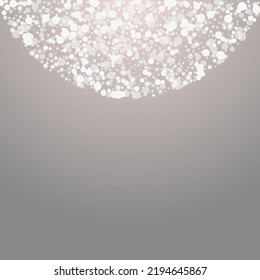 White Stars Vector Grey Background. Grey Glitter Snowstorm Pattern. Minimal Confetti Invitation. Glow Flake Illustration.