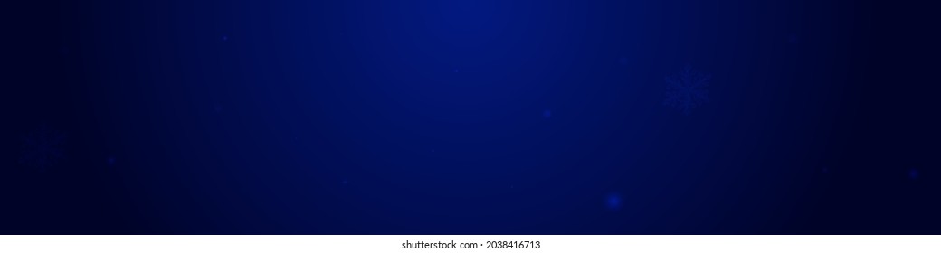 Fondo Azul Pnorámico Vector de Estrellas Blancas. Tarjeta de tormenta de nieve de Navidad plateada. Caer El Diseño De Confetti. Patrón Bokeh Snowflake.