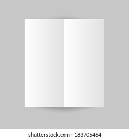 White stationery: blank twofold paper brochure on gray background. 