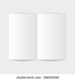 White stationery: blank twofold paper brochure on gray background. 