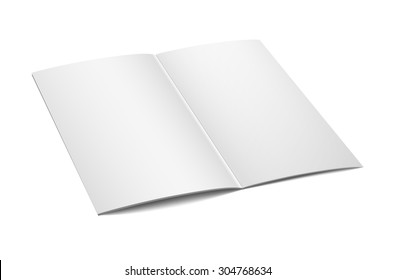 White stationery: blank twofold paper brochure on gray background. Open magazine. Cover for your design