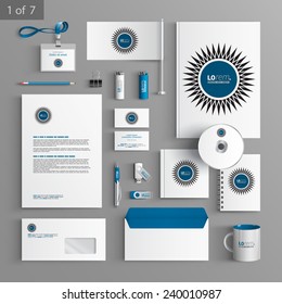 White stationery template design with artistic round element. Documentation for business.