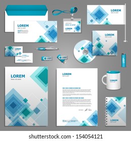 Stationery Template Design Blue Green Geometric Stock Vector (Royalty ...