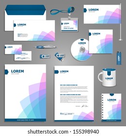 White stationery template design with blue elements. Documentation for business.