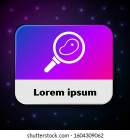 White Steak meat in frying pan icon isolated on black background. Rectangle color button. Vector Illustration