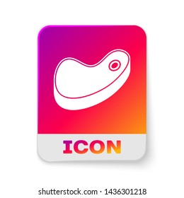 White Steak meat icon isolated on white background. Rectangle color button. Vector Illustration