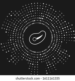 White Steak meat icon isolated on grey background. Abstract circle random dots. Vector Illustration