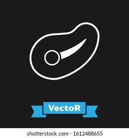 White Steak meat icon isolated on black background.  Vector Illustration