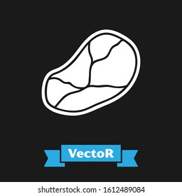 White Steak meat icon isolated on black background.  Vector Illustration