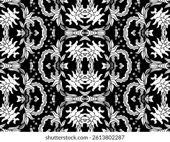 White stencil ornamental seamless vector pattern, medieval, oriental style
