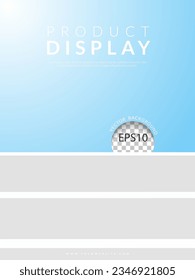 White step product display on blue sky and sunlight background. Vector illustration