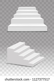 white steps in full face and profile, vector illustration on transparent background ,isolated,3d