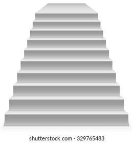 White steps to pedestal vector template isolated on white background.